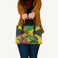 Personalized Jamaica Crocodile Leather Bag Tropical Flowers Grunge Flag - Wonder Print Shop