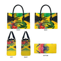 Personalized Jamaica Crocodile Leather Bag Tropical Flowers Grunge Flag - Wonder Print Shop