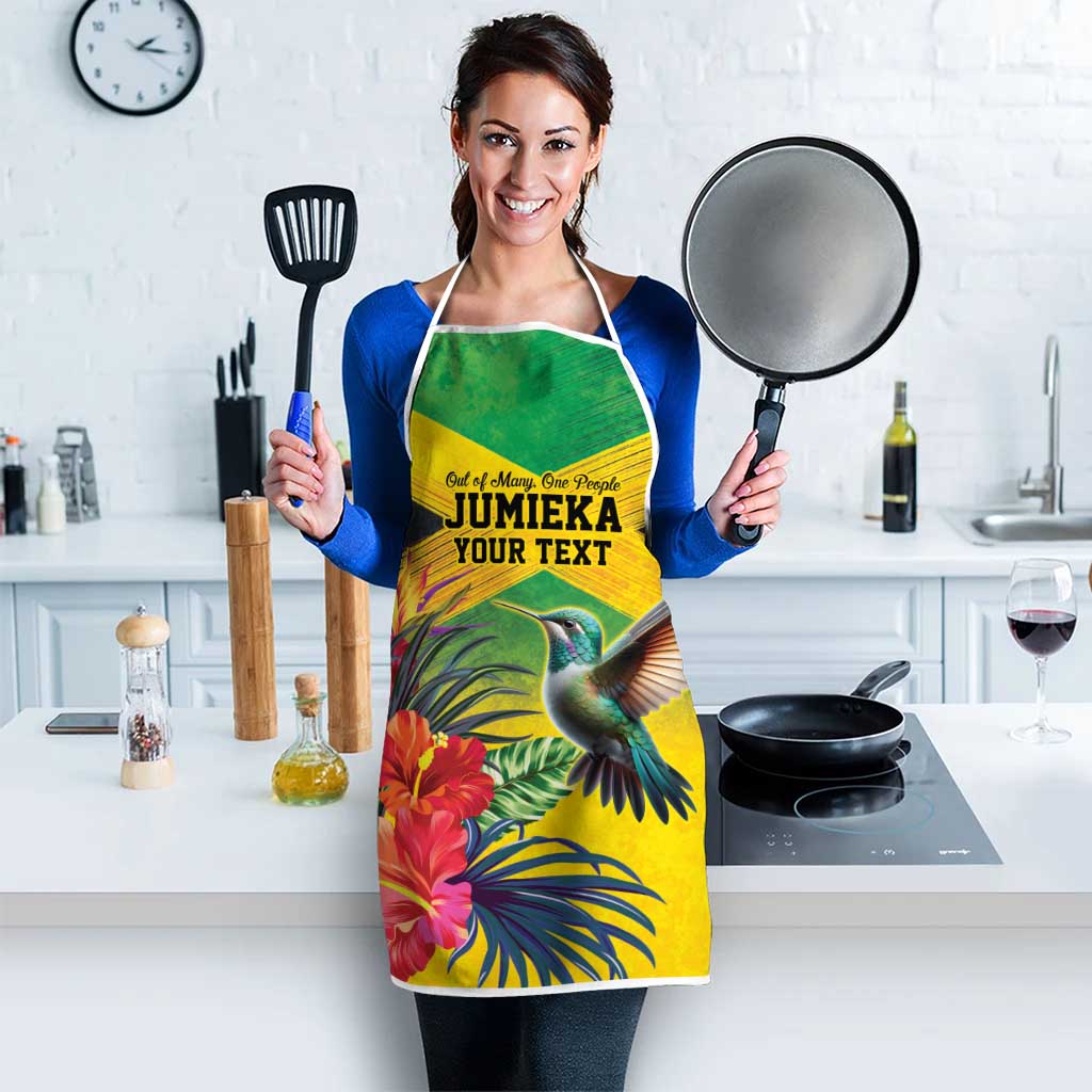 Personalized Jamaica Hummingbird Apron Tropical Flowers Grunge Flag - Wonder Print Shop