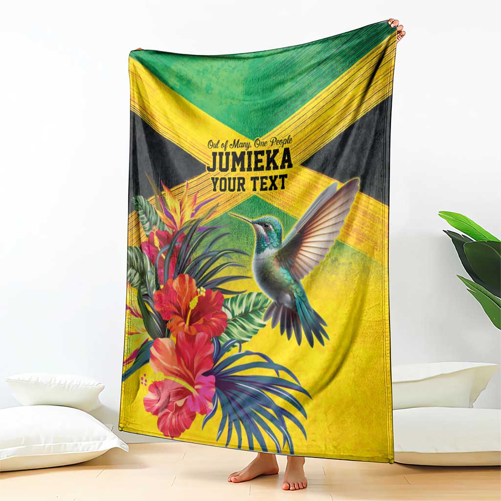 Personalized Jamaica Hummingbird Blanket Tropical Flowers Grunge Flag - Wonder Print Shop