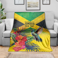 Personalized Jamaica Hummingbird Blanket Tropical Flowers Grunge Flag - Wonder Print Shop