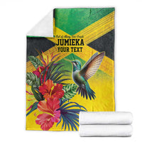 Personalized Jamaica Hummingbird Blanket Tropical Flowers Grunge Flag - Wonder Print Shop
