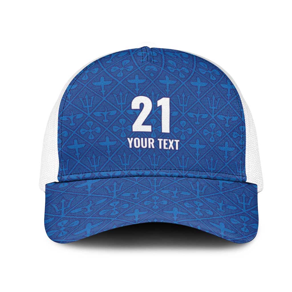 Caribbean Cricket Barbados Custom Mesh Trucker Cap Strike of the Tridents - Wonder Print Shop