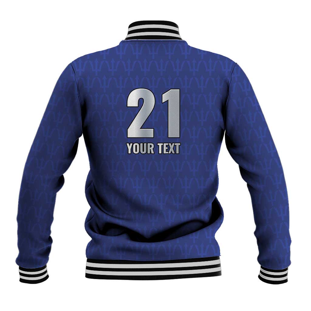 Caribbean Cricket Barbados Custom Baseball Jacket Trident Champion’s Wave - Wonder Print Shop