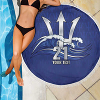 Caribbean Cricket Barbados Custom Beach Blanket Trident Champion’s Wave - Wonder Print Shop