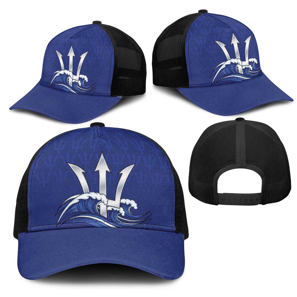 Caribbean Cricket Barbados Custom Mesh Trucker Cap Trident Champion’s Wave - Wonder Print Shop