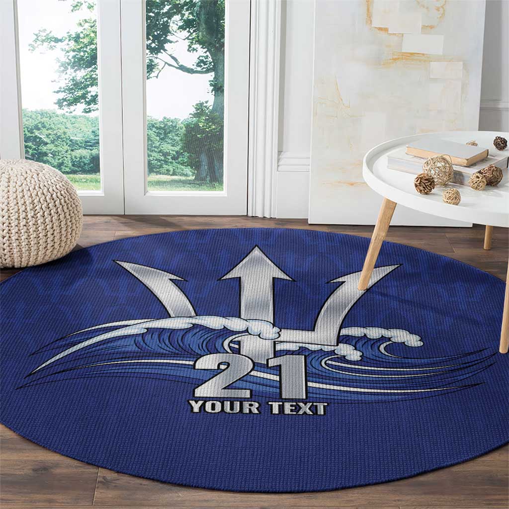 Caribbean Cricket Barbados Custom Round Carpet Trident Champion’s Wave - Wonder Print Shop