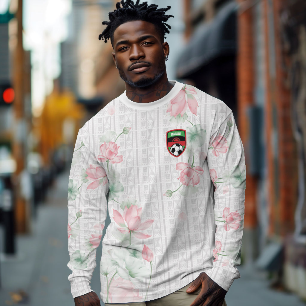 Custom Malawi Lotus Floral Long Sleeve Shirt Africa Women’s Football Champion Series 2026