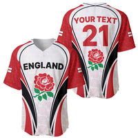 Baseball rugby jersey set: front ENGLAND with rose; back YOUR TEXT 21