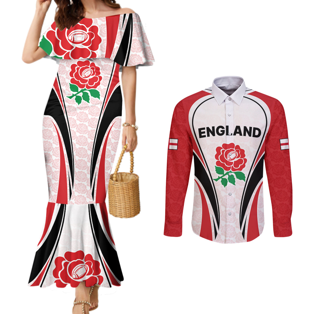 custom-england-rugby-couples-matching-mermaid-dress-and-long-sleeve-button-shirts-come-on-red-rose-word-cup-2023