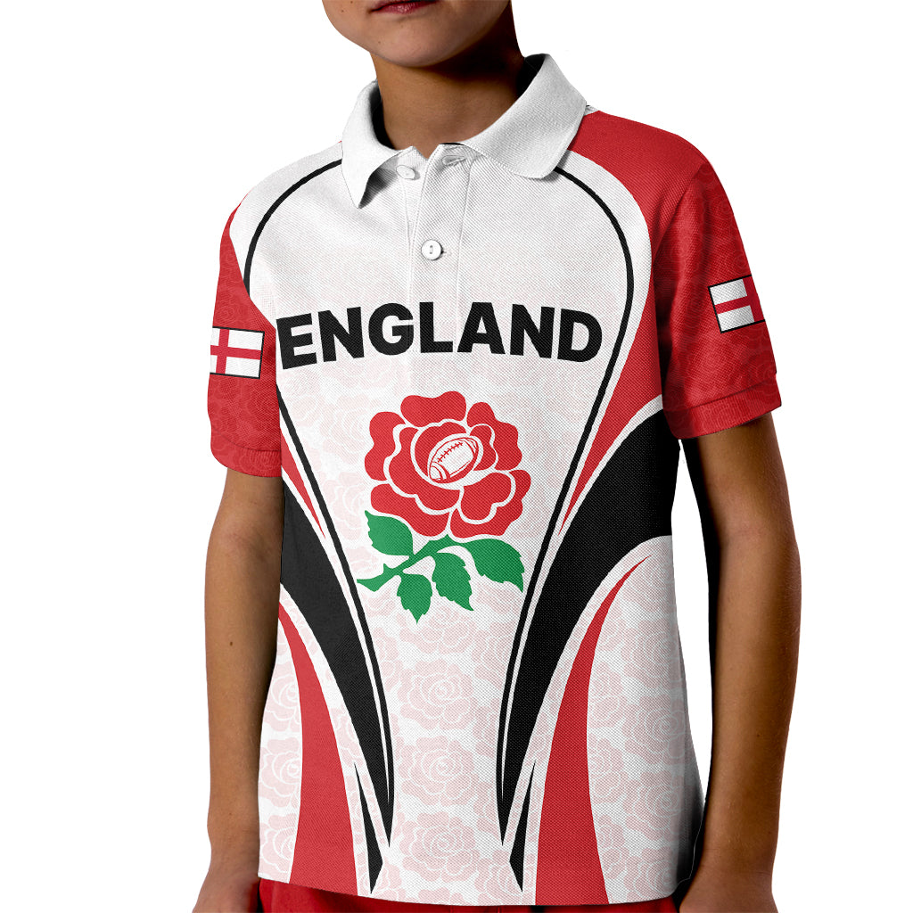 Custom England Rugby Kid Polo Shirt Come On Red Rose Word Cup 2023 - Wonder Print Shop