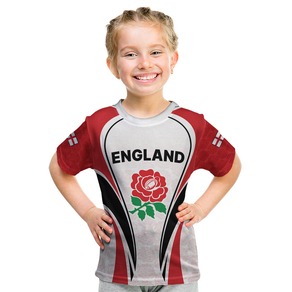 Custom England Rugby Kid T Shirt Come On Red Rose Word Cup 2023 - Wonder Print Shop