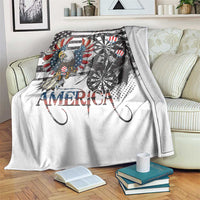 White American eagle and dartboard print blanket with dark grunge style and “AMERICA” text