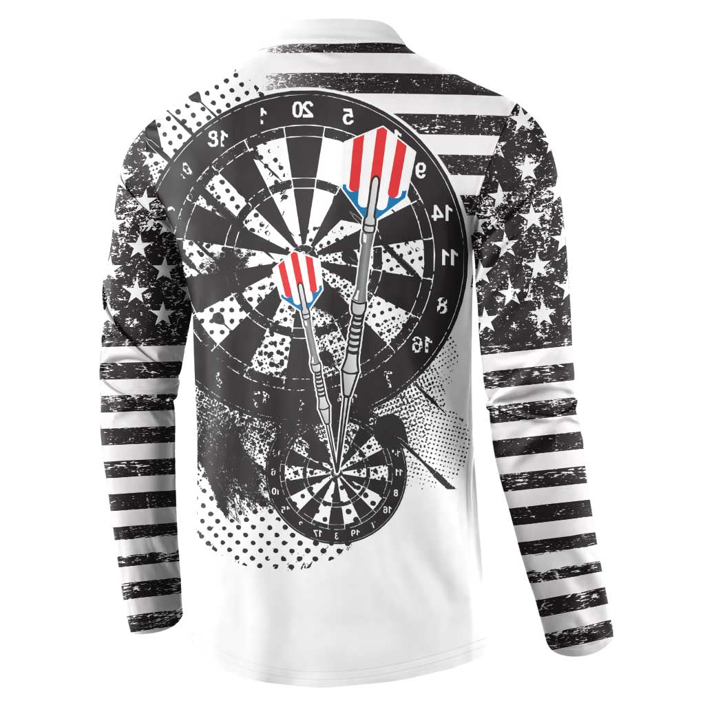 Back grunge graphic sweatshirt with dartboard, crossed flags and striped sleeves