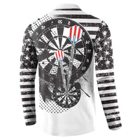 Back grunge graphic sweatshirt with dartboard, crossed flags and striped sleeves