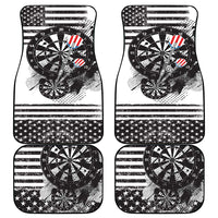4-piece car mat set with American flag stripes, dartboard, and distressed eagle graphic