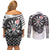 USA Darts Couples Matching Off Shoulder Short Dress and Long Sleeve Button Shirt American Bald Eagle with Grunge Style LT9 - Wonder Print Shop