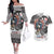 USA Darts Couples Matching Off The Shoulder Long Sleeve Dress and Hawaiian Shirt American Bald Eagle with Grunge Style LT9 - Wonder Print Shop