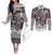 USA Darts Couples Matching Off The Shoulder Long Sleeve Dress and Long Sleeve Button Shirt American Bald Eagle with Grunge Style