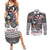 USA Darts Couples Matching Summer Maxi Dress and Long Sleeve Button Shirt American Bald Eagle with Grunge Style LT9 - Wonder Print Shop