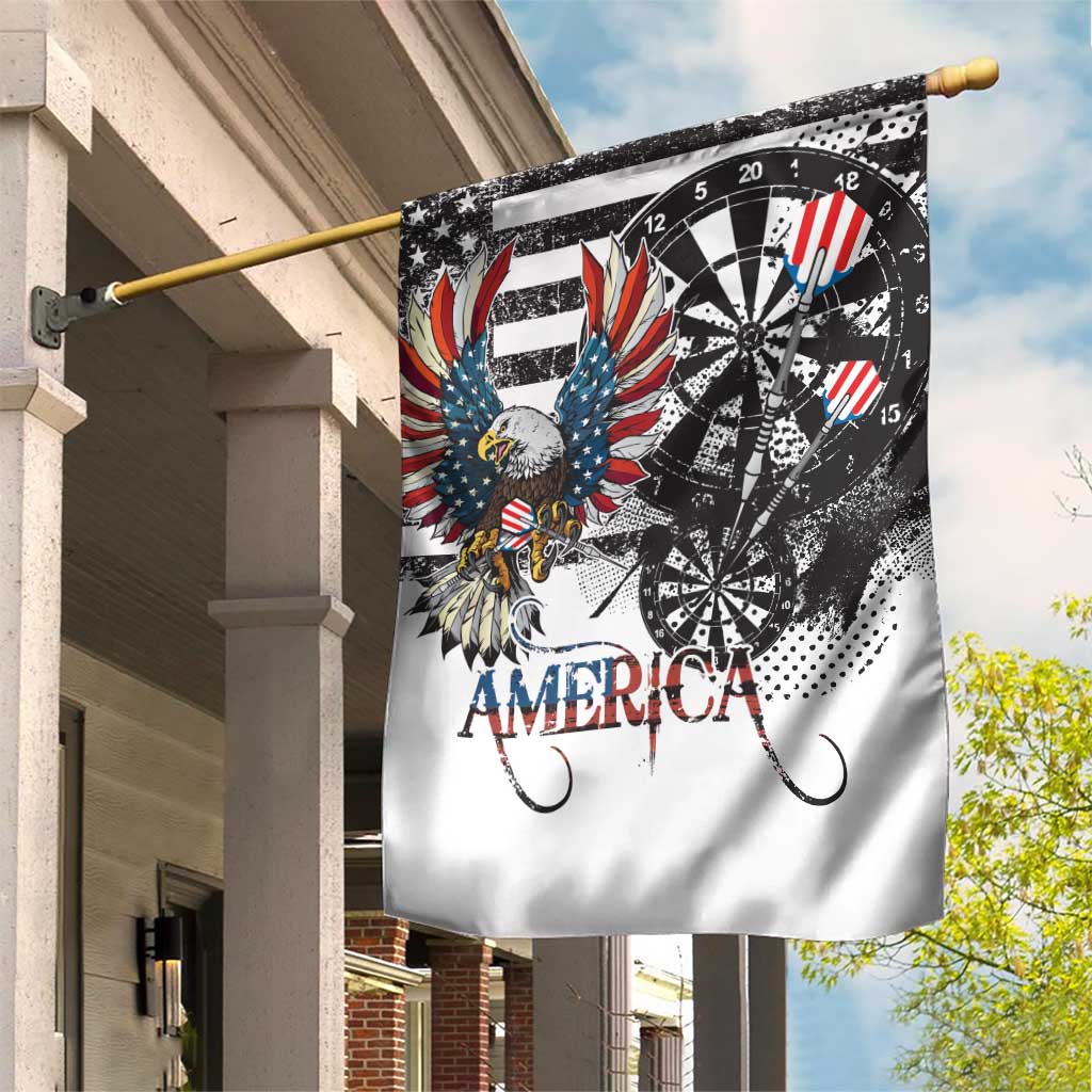 USA Darts Garden Flag American Bald Eagle with Grunge Style - Wonder Print Shop