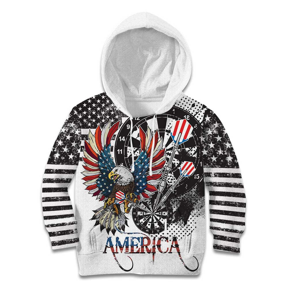 USA Darts Kid Hoodie American Bald Eagle with Grunge Style - Wonder Print Shop