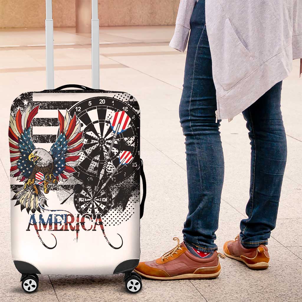 USA Darts Luggage Cover American Bald Eagle with Grunge Style - Wonder Print Shop