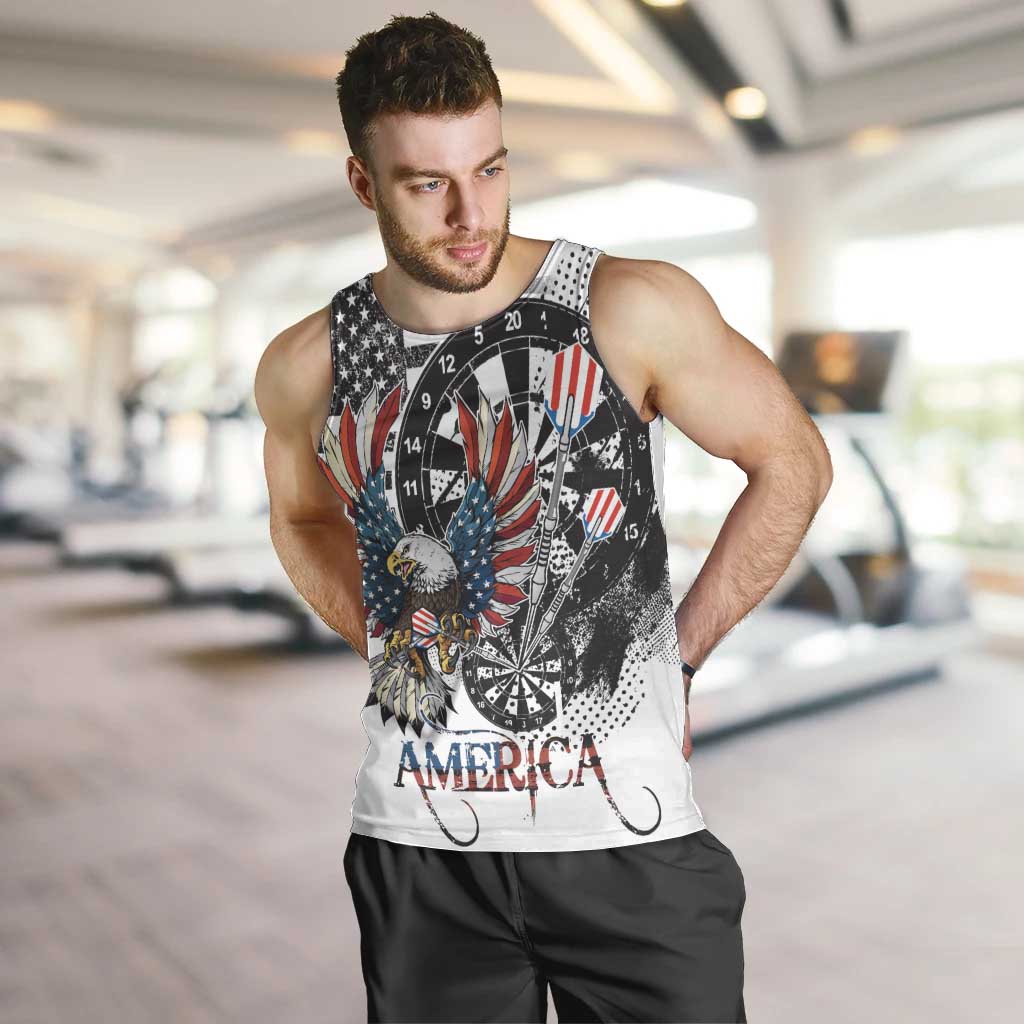 USA Darts Men Tank Top American Bald Eagle with Grunge Style - Wonder Print Shop