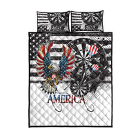 American eagle quilt bed set with black and white grunge patriotic graphic and star pillows