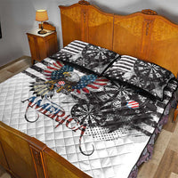 American eagle quilt bed set featuring bold grunge stripes and star accents, with matching pillows