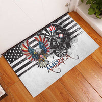 Rectangular rubber doormat with bald eagle, dartboard, and stars-and-stripes print
