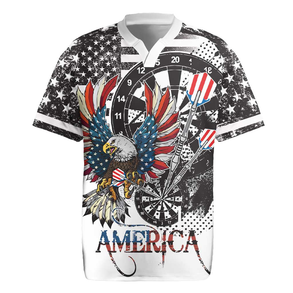 USA Darts Rugby Jersey American Bald Eagle with Grunge Style