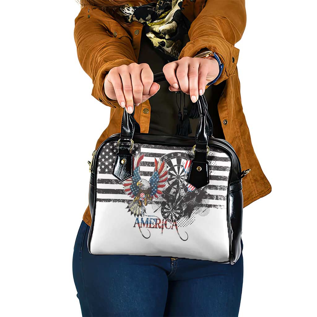 USA Darts Shoulder Handbag American Bald Eagle with Grunge Style