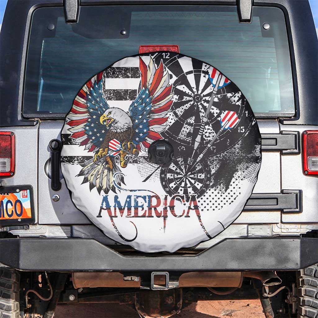 USA Darts Spare Tire Cover American Bald Eagle with Grunge Style