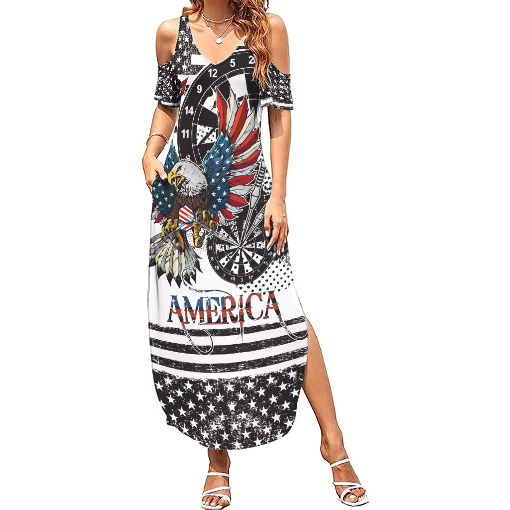 USA Darts Summer Maxi Dress American Bald Eagle with Grunge Style