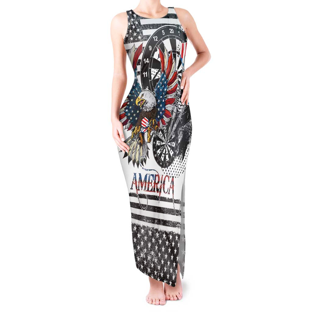 USA Darts Tank Maxi Dress American Bald Eagle with Grunge Style