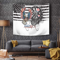 American bald eagle darts tapestry featuring dartboard, eagles, and stars-and-stripes