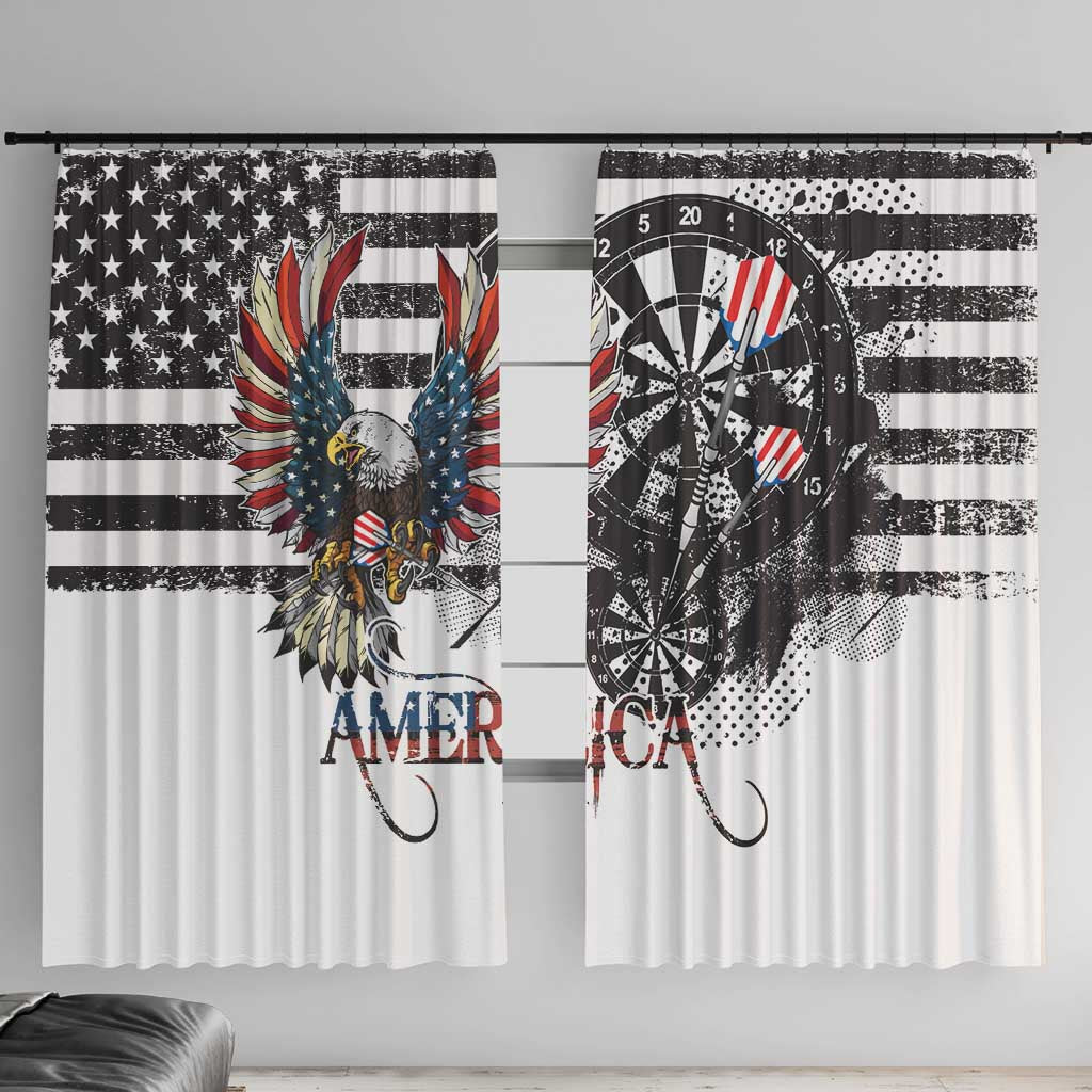 USA Darts Window Curtain American Bald Eagle with Grunge Style