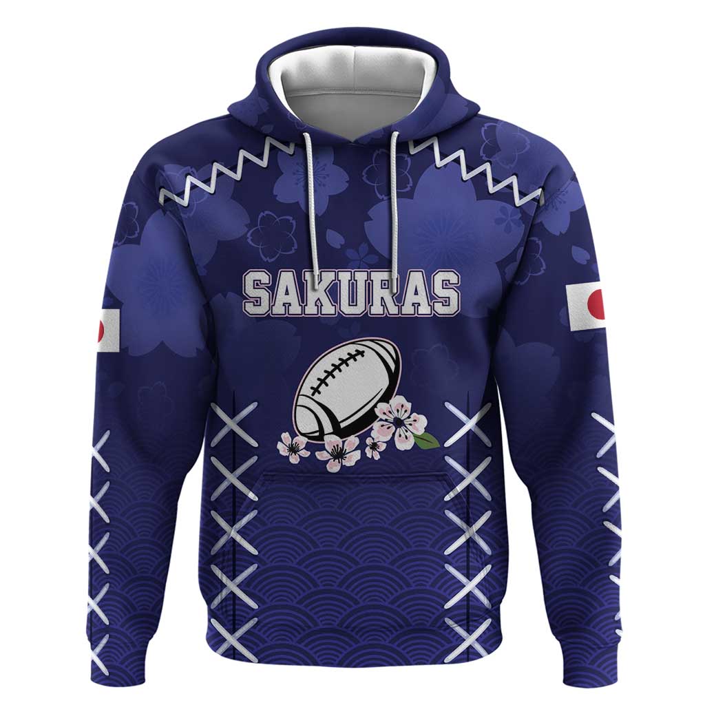 Custom Japan Rugby Pacific Hoodie Sakuras Rising Sun with Polynesian Pattern - Wonder Print Shop