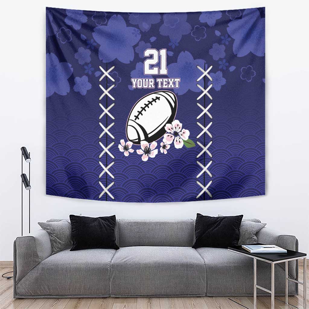 Custom Japan Rugby Pacific Tapestry Sakuras Rising Sun wiht Polynesian Pattern