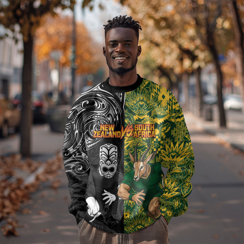 Custom South Africa vs New Zealand Sweatshirt Rugby se Grootste Wedywering Two Nations One Battle