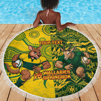 Custom South Africa vs Australia Beach Blanket Springboks Wallabies Two Nations One Battle
