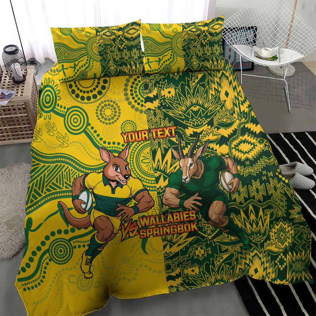 Custom South Africa vs Australia Bedding Set Springboks Wallabies Two Nations One Battle