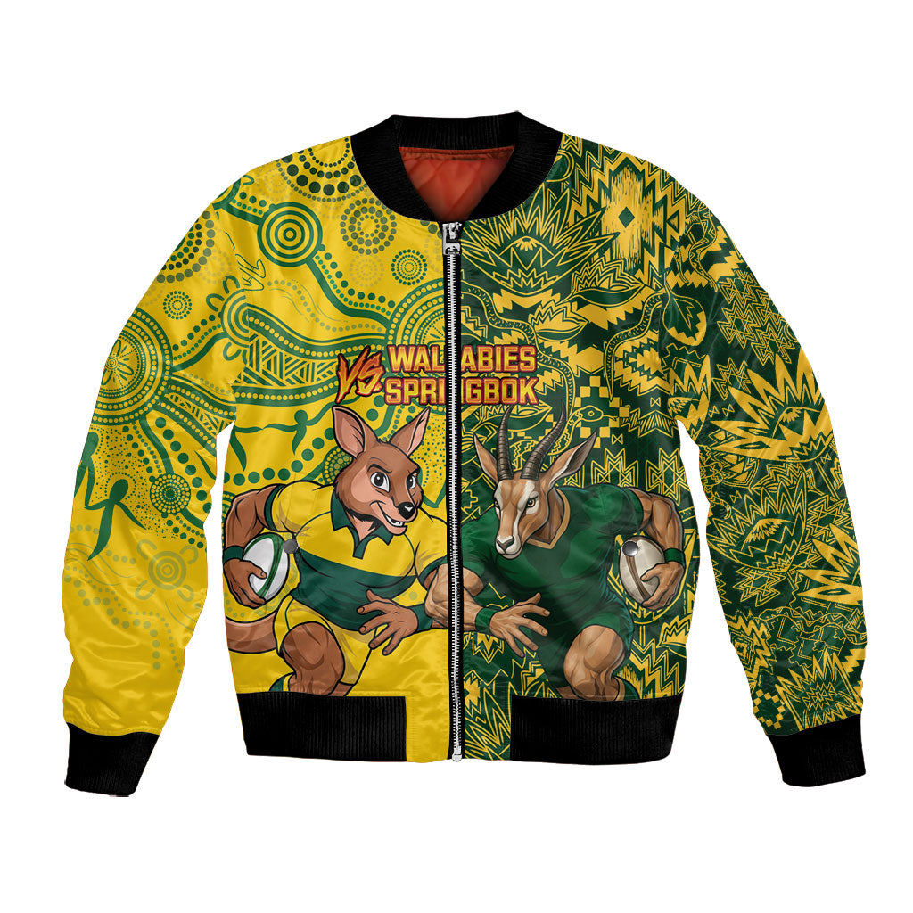 Custom South Africa vs Australia Bomber Jacket Springboks Wallabies Two Nations One Battle
