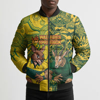 Custom South Africa vs Australia Bomber Puffer Jacket Springboks Wallabies Two Nations One Battle