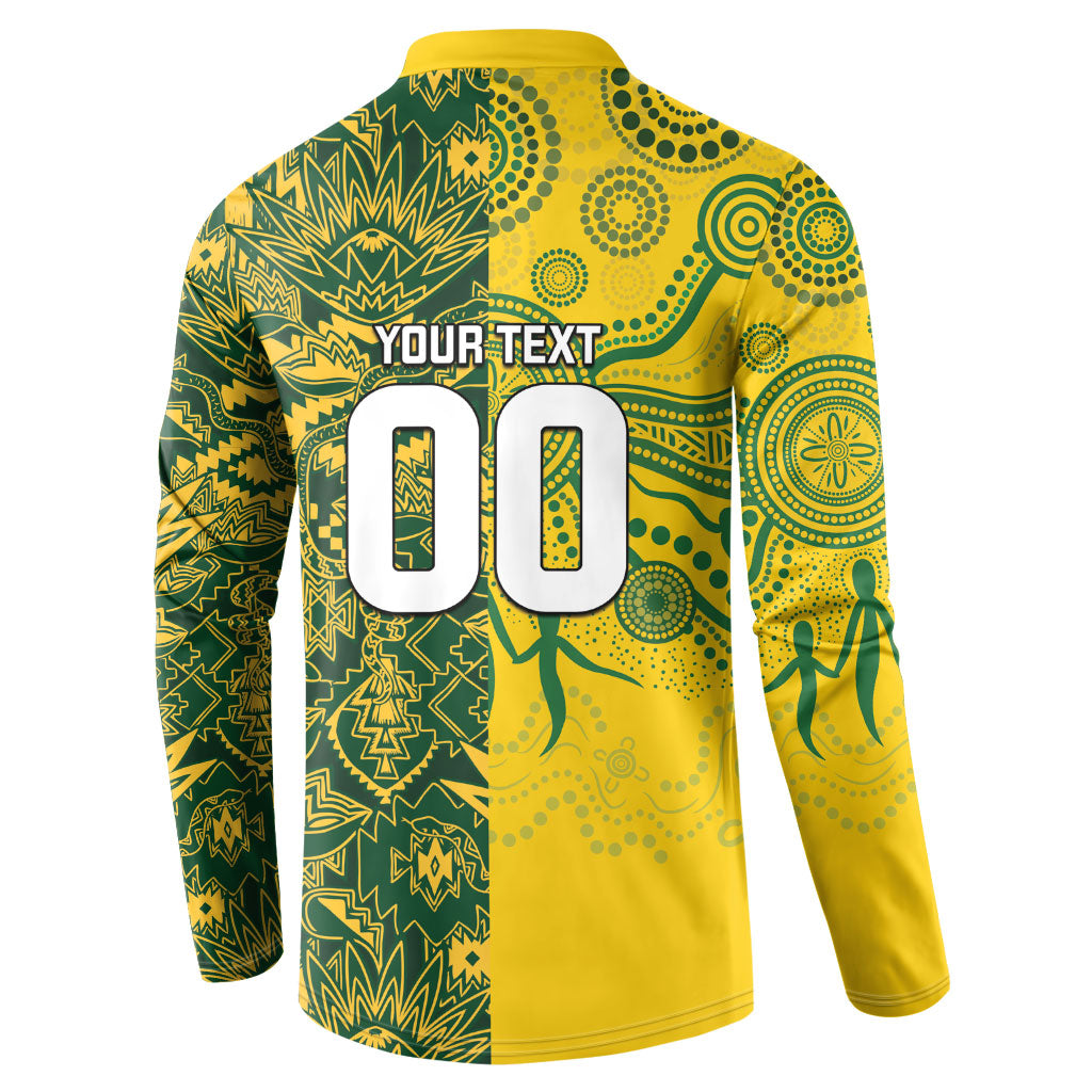 Custom South Africa vs Australia Button Sweatshirt Springboks Wallabies Two Nations One Battle