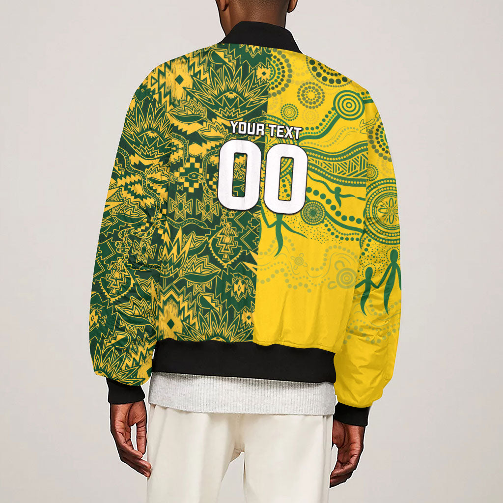 Custom South Africa vs Australia Sleeve Zip Bomber Jacket Springboks Wallabies Two Nations One Battle