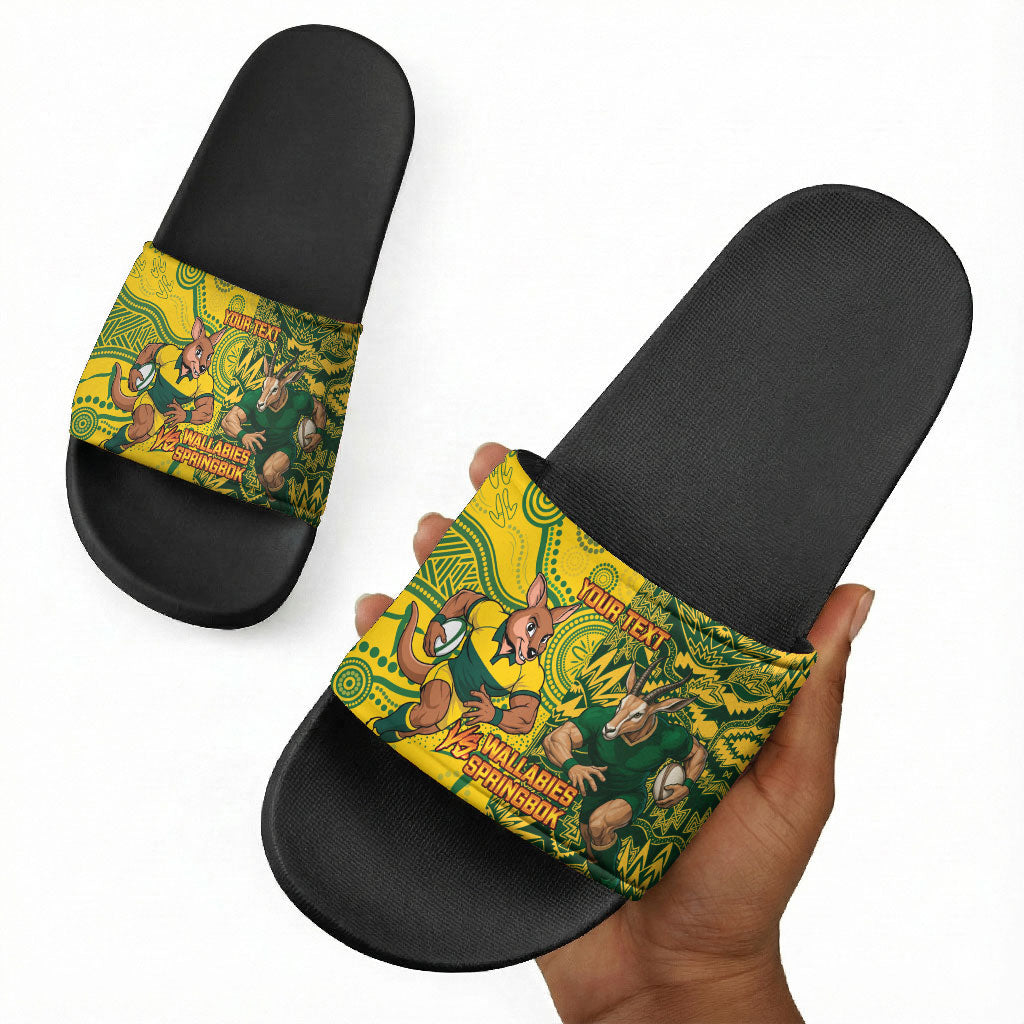 Custom South Africa vs Australia Slide Sandals Springboks Wallabies Two Nations One Battle