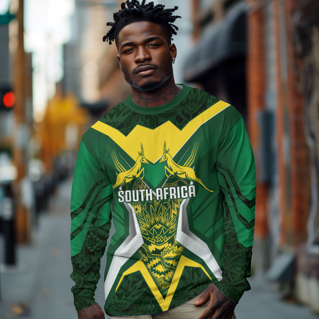 South Africa Springbok Custom Long Sleeve Shirt Rugby se Grootste Wedywering