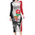 Custom Fiji England Rugby Long Sleeve Bodycon Dress Tapa Pattern and Rose Flower World Cup 2023 - Wonder Print Shop